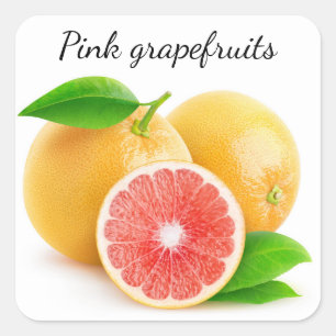 Roze grapefruits vierkante sticker