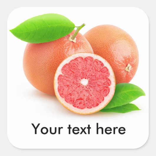 Roze grapefruits vierkante sticker (Voorkant)