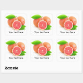 Roze grapefruits vierkante sticker (Vel)