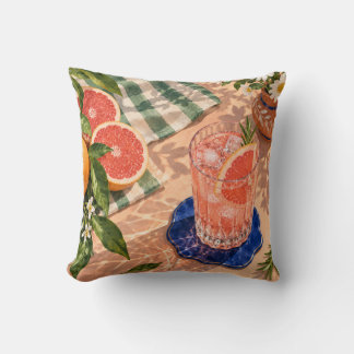 Roze Grapefruitsoda Zonnige Citrus Stilleven Kussen