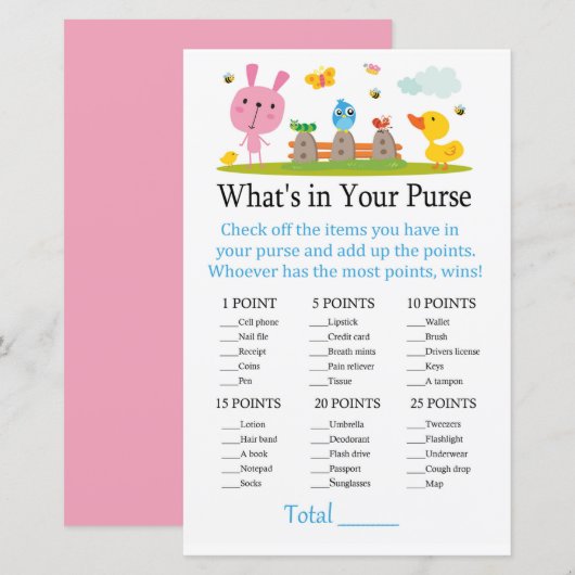 Roze grappig konijn Wat zit er in je handtas? (Voorkant / Achterkant)