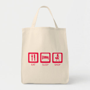 Roze Grappig Shopaholic Eat Sleep Shop Herbruikbar Tote Bag
