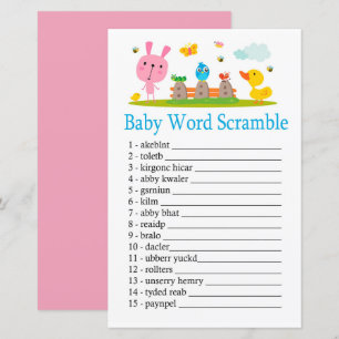 Roze, grappige Baby word scramble game