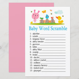 Roze, grappige Baby word scramble game