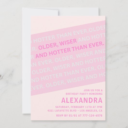Roze Grappige Calligrafie 91ste verjaardag Kaart (Voorkant)