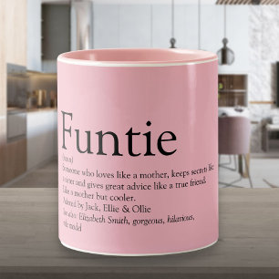 Roze Grappige Tante Tante Definitie Tweekleurig Tweekleurige Koffiemok