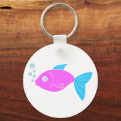 Roze grappige vis sleutelhanger (Voorkant)