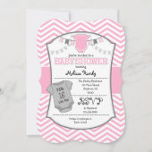 Roze Gray Chevron Baby shower Uitnodiging (Voorkant)