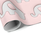 Roze gray Elephants Baby shower Princess Girl Cadeaupapier (Rol Hoek)