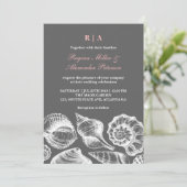 Roze gray Seashells Beach Weddenschap Kaart (Staand voorkant)