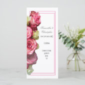 Roze grens roos kerk bruiloft programma (Staand voorkant)
