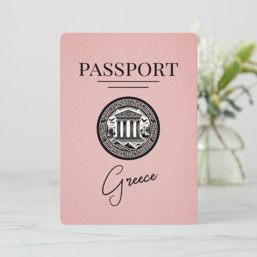 Roze Grieks paspoort Opslaan Datum Kaart (Staand voorkant)