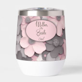 Roze-Grijs 3D Poppies Moeder van de Bruid (Voorkant)