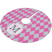Roze Grijs Argyle Trian Monogram Initialen boomrok Kerstboom Rok (Gekanteld)