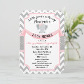  Roze Grijs Baby Meisje Douche Uitnodiging (Staand voorkant)