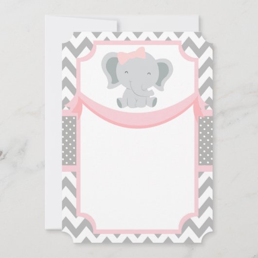  Roze Grijs Baby Meisje Douche Uitnodiging (Achterkant)