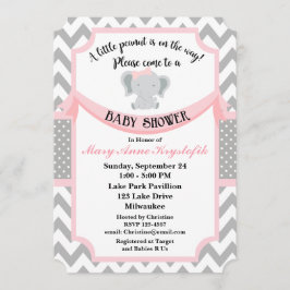 Roze Grijs Baby Meisje Douche Uitnodiging