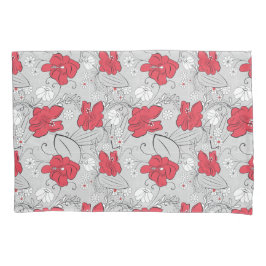  Roze Grijs Bloemen Mid Century 40s Style Kussensloop