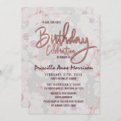 Roze Grijs Bloemen Roos Goud Handgeschreven Verjaa Kaart (Voorkant / Achterkant)