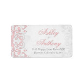 roze grijs bloemenbruiloft Adresetiketten Etiket (Voorkant)