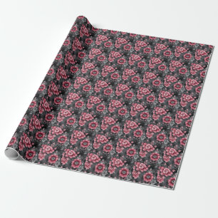 Roze & Grijs Bloemmotief Cadeaupapier