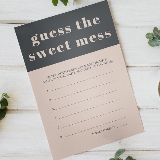 Roze Grijs Boho Baby shower Guess Sweet Mess Game Flyer