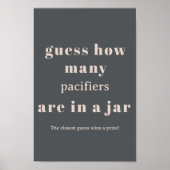 Roze Grijs Boho Typografie Baby shower Guess Game Poster (Voorkant)