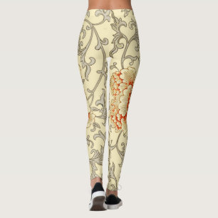  Roze Grijs Botanische Bloemen Leggings