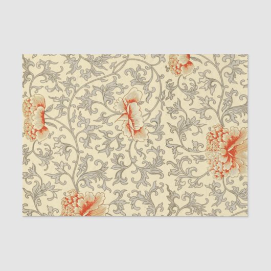 Roze Grijs Botanische Bloemen Tissuepapier (Voorkant)