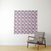 Roze grijs bruine patchwork van vierkante lapjes wandkleed (In situ)