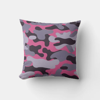 Roze Grijs Camo Print Sierkussen