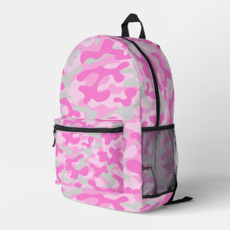 Roze Grijs Camouflage Bedrukte Rugzak