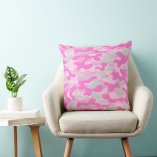 Roze Grijs Camouflagepatroon Kussen