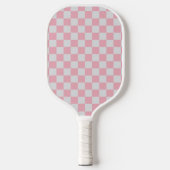 Roze + Grijs Check Checkerboard Patroon Pickleball Paddle (Voorkant)