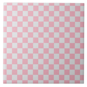 Roze + Grijs Check Checkerboard Patroon Tegeltje
