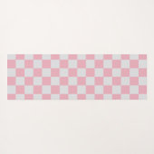 Roze + Grijs Check Checkerboard Patroon Yogamat (Achterkant (horizontaal))