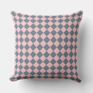 Roze Grijs Checker Diamant Patroon Kussen