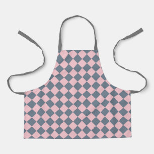 Roze Grijs Checker Diamant Patroon Schort
