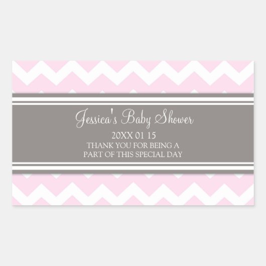Roze Grijs Chevron Baby shower Favor Stickers (Voorkant)