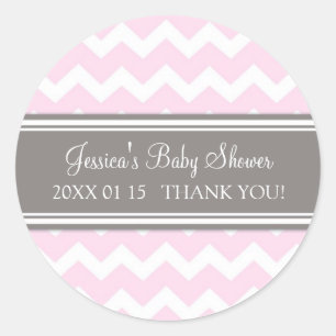 Roze Grijs Chevron Baby shower Favor Stickers