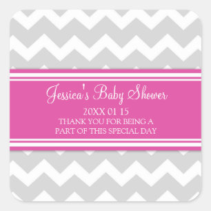 Roze Grijs Chevron Baby shower Favor Stickers