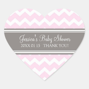 Roze Grijs Chevron Baby shower Favor Stickers