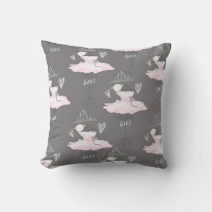 Roze & Grijs Couture Ballerina Meisjes Slaapkamer Kussen