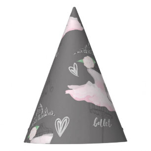 Roze & Grijs Couture Ballerina Verjaardagsfeestje Feesthoedjes