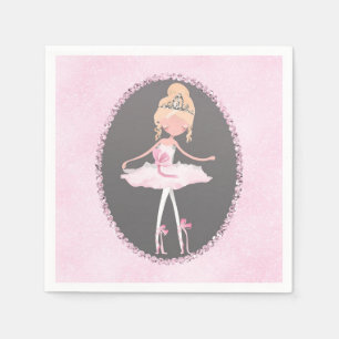 Roze & Grijs Couture Ballerina Verjaardagsfeestje Servet