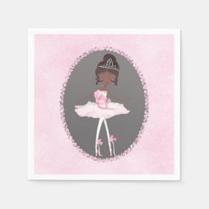 Roze & Grijs Couture Donkere Ballerina Verjaardags Servet