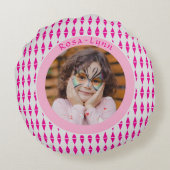 Roze Grijs Custom Photo Rond Kussen (Achterkant)