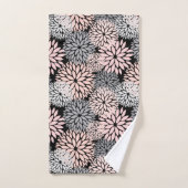Roze grijs dahlia bloemmotief bad handdoek (Handdoek)