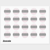 Roze Grijs Damask Afstuderen Custom Jaarnaam Ronde Sticker (Vel)