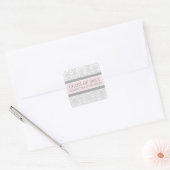 Roze Grijs Damask Afstuderen Custom Jaarnaam Vierkante Sticker (Envelop)